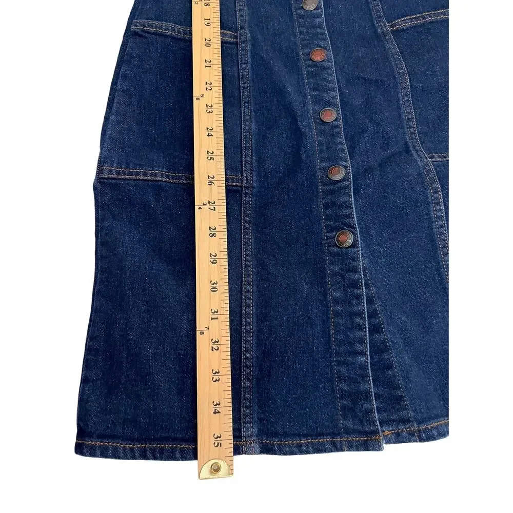 NWT Oat New York Women's Denim Button up Dress Size 0 Blue With Pockets